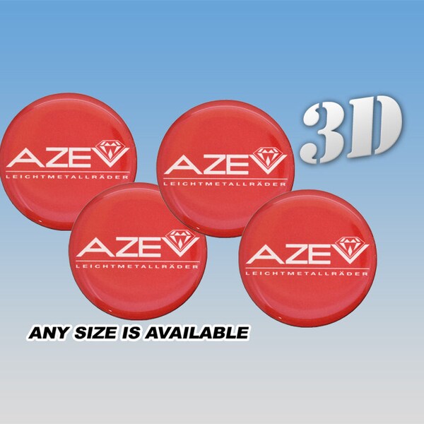 AZEV center wheel cap decals emblems stickers (w/red) | Any size | Set of 4 pcs |