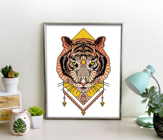 PDF Cross Stitch Pattern Animal Mandala Series Tiger | Etsy