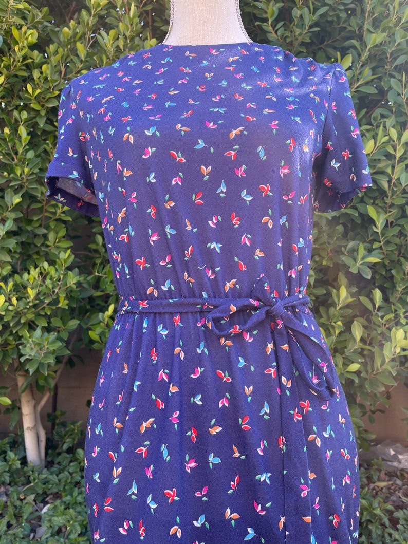 1970s Navy Blue Mini Dress