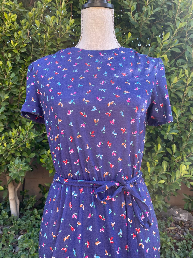 1970s Navy Blue Mini Dress