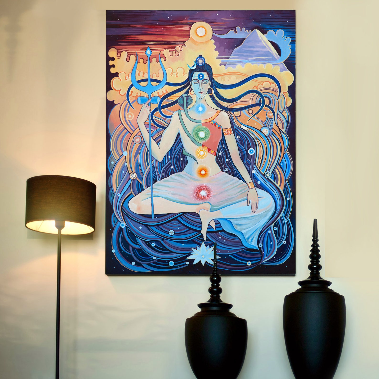 Shiva and Shakti / Yoga / Meditation / Giclée canvas print Etsy