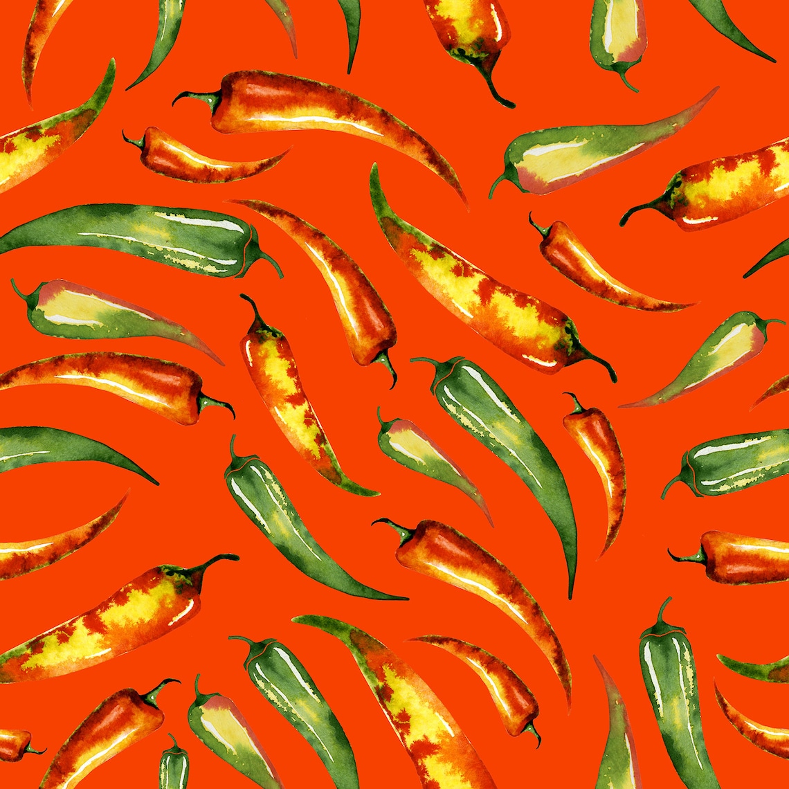 Chili Peppers Seamless Background / Design Template for Etsy