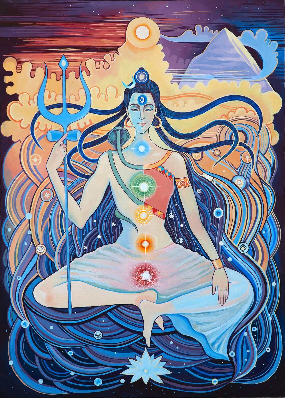 Shiva and Shakti / Yoga / Meditation / Giclée canvas print Etsy