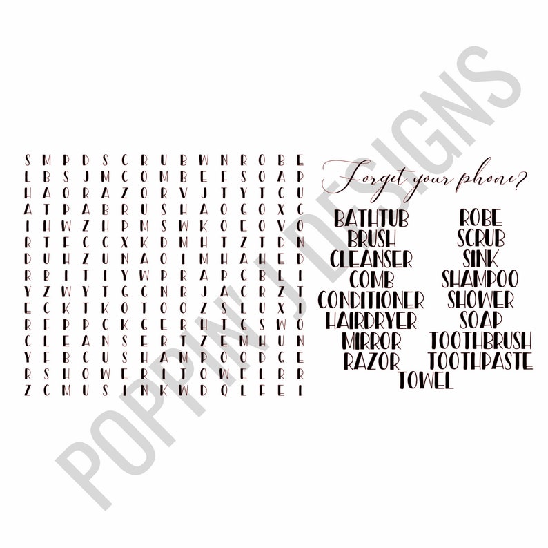 Bathroom Crossword SVG DIGITAL DOWNLOAD Etsy