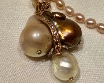 Rose Gold Baroque Pearl Necklace