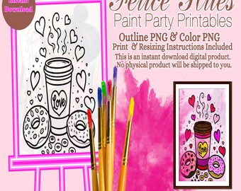 Love Coffee & Donuts - Paint Party Printable Art Template