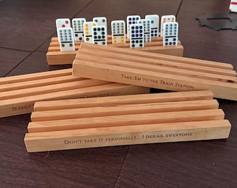 Cherry Wood Mexican Train Domino Holders