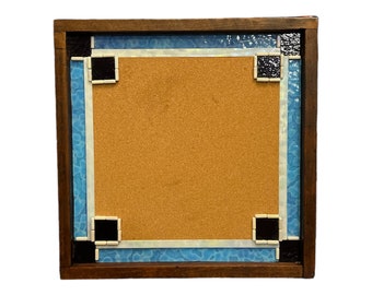 Bulletin Board, Wood Framed, Stained Glass Framed Cork Board