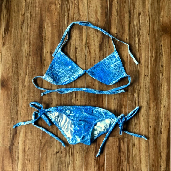 blue snakeskin bikini