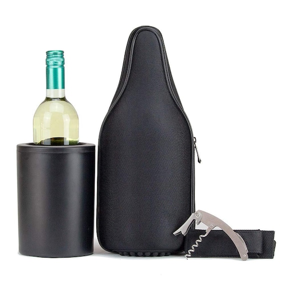 Caddyo Elegant Cloth Wine Tote & Iceless Wine Chiller Set 