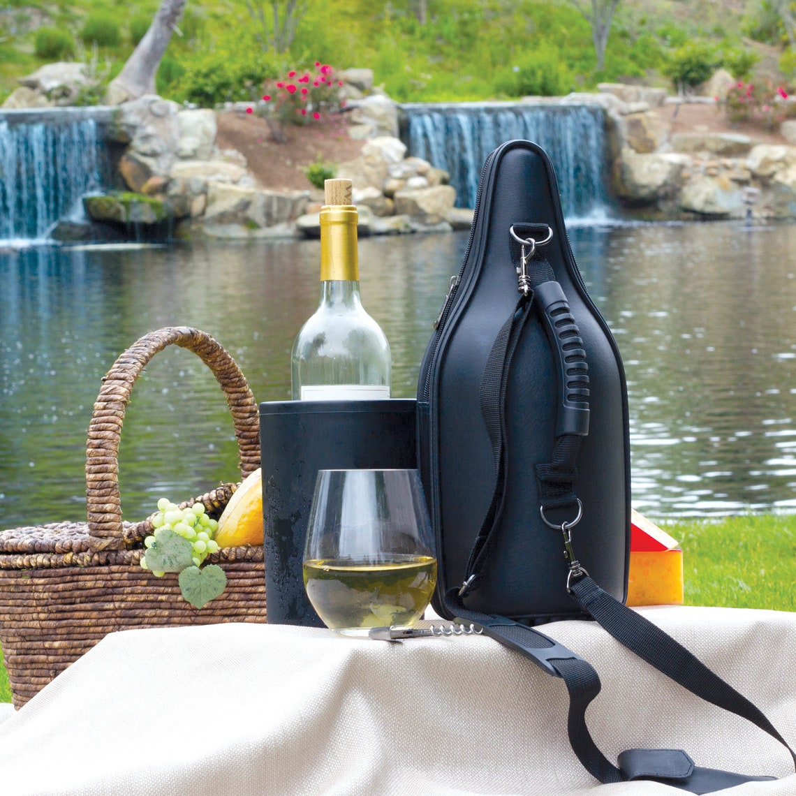 CaddyO Leather Wine Tote & Iceless Wine Bottle Chiller Etsy