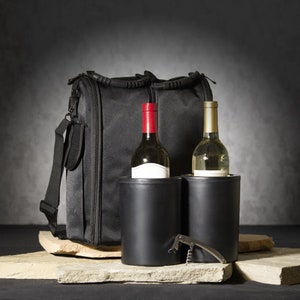 Caddyo Leather Wine Tote Iceless Wine Bottle Chiller Etsy Canada