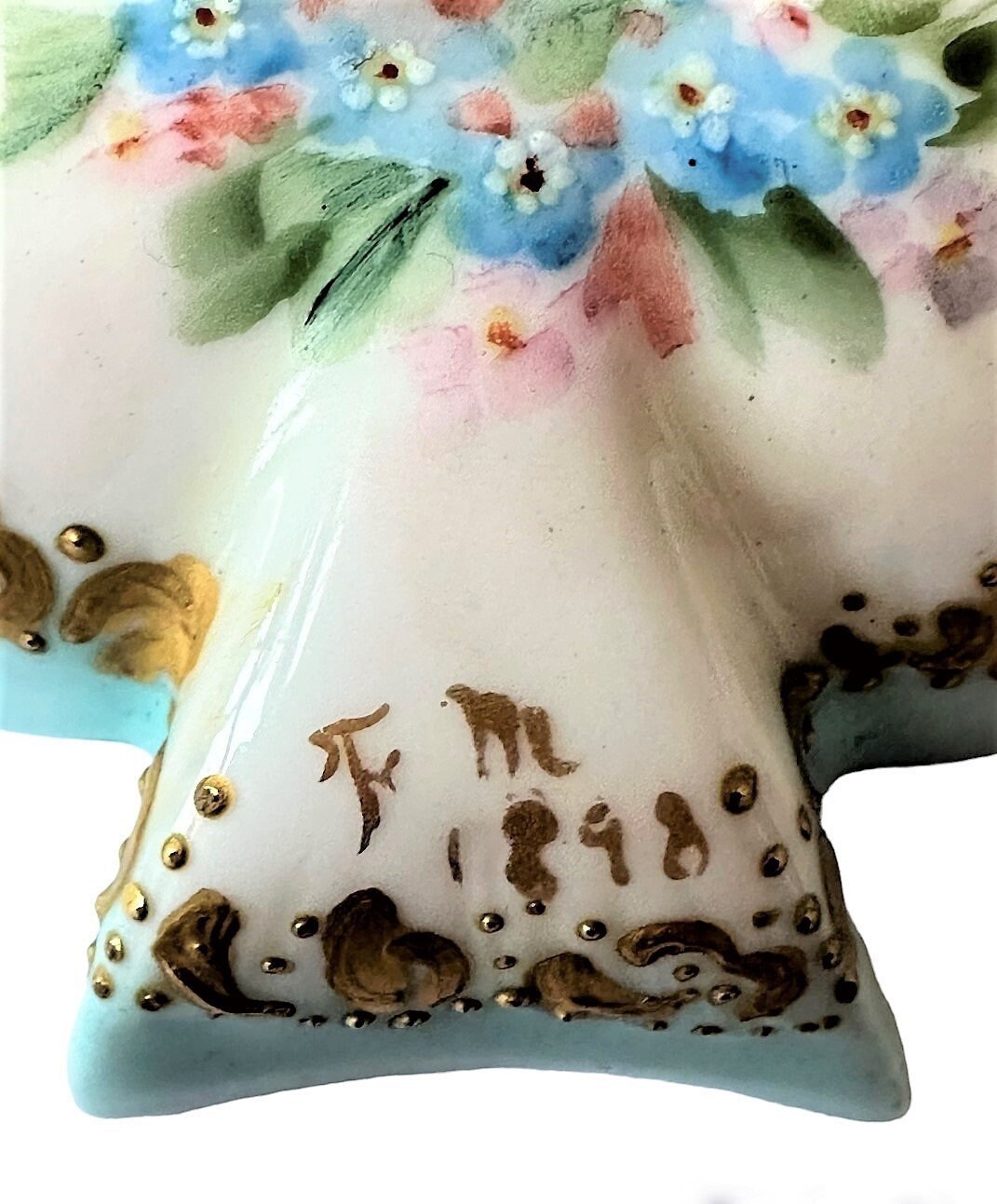 France Sevres Color Limoges Signed Celeste Turquoise Grouping of Four