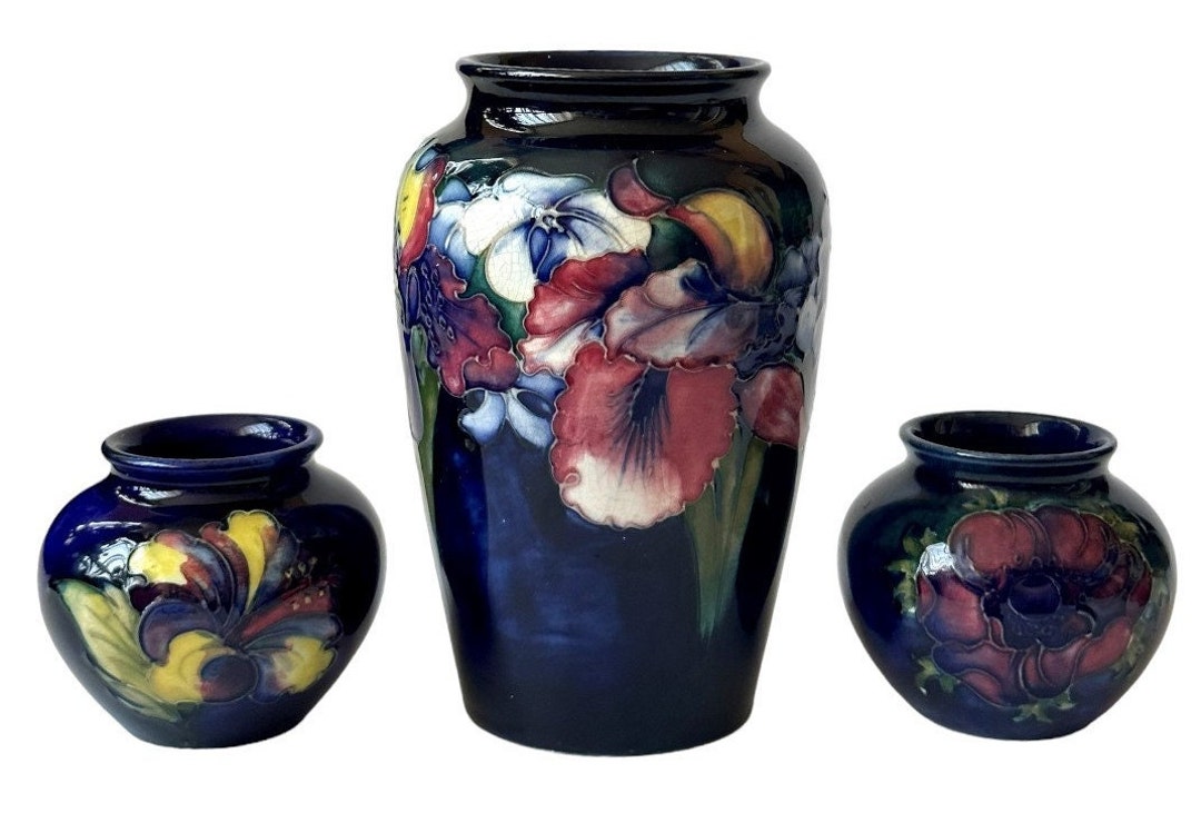 Moorcroft Art Pottery Group of Three Marked Classical Vases. Etsy