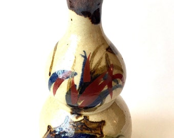 Edo Period Maruyama Kiln Japanese Sand Stone Double Gourd Sake Container. Rare!