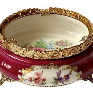 French Gilt Ormolu Mounted Napoleon III Style Porcelain Marked Punch Bowl