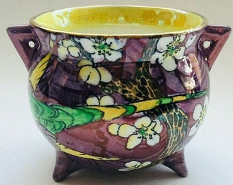 Wilkinson Burslem Art Deco  Antique Iridescent Glaze Footed Cup. Authentic Mark. Circa 1920. England.