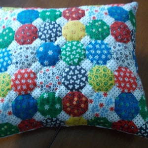 Decorative Quilted Pillows Hand Quilted on Printed Fabric White or Muslin Back