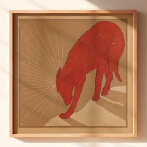 Camminare da solo / Arte retrò del cane, stampa vintage del levriero, cane spirituale e calmo