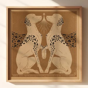 Dalmata / Arte retrò dei dalmata, coppia di cani vintage con citazione