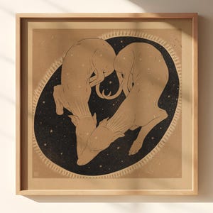 Tappeto stellato / Stampa minimalista di levrieri con citazione ispiratrice, decorazione vintage per gli amanti dei cani, regalo di coppia