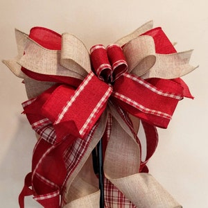 Red Christmas bow,Burlap Christmas bow,Red Christmas lantern bow, Red Christmas wreath bow, Burlap Christmas lantern bow, Burlap wreath bow