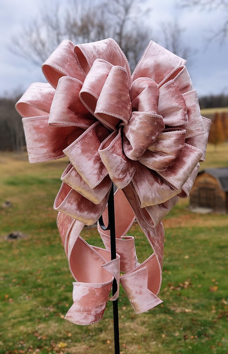 Pink Velvet Christmas Bow, Tree Topper, Wreath Decor - Etsy