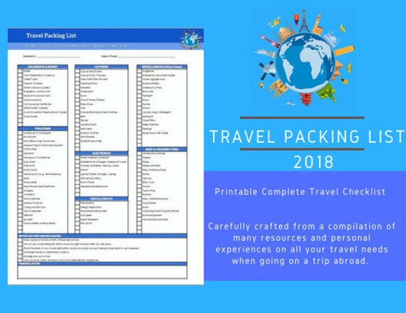travel full checklist packing list printable 2018 prepare and plan your trip checklist for packing