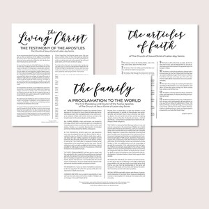 Trio Set - The Family Proclamation, The Living Christ, The Articles of Faith | Modern LDS Prints, Digital Download