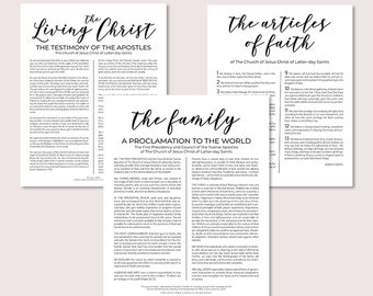 Trio Set - The Family Proclamation, The Living Christ, The Articles of Faith | Modern LDS Prints, Digital Download