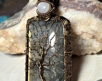 Labradorite and peach moonstone
