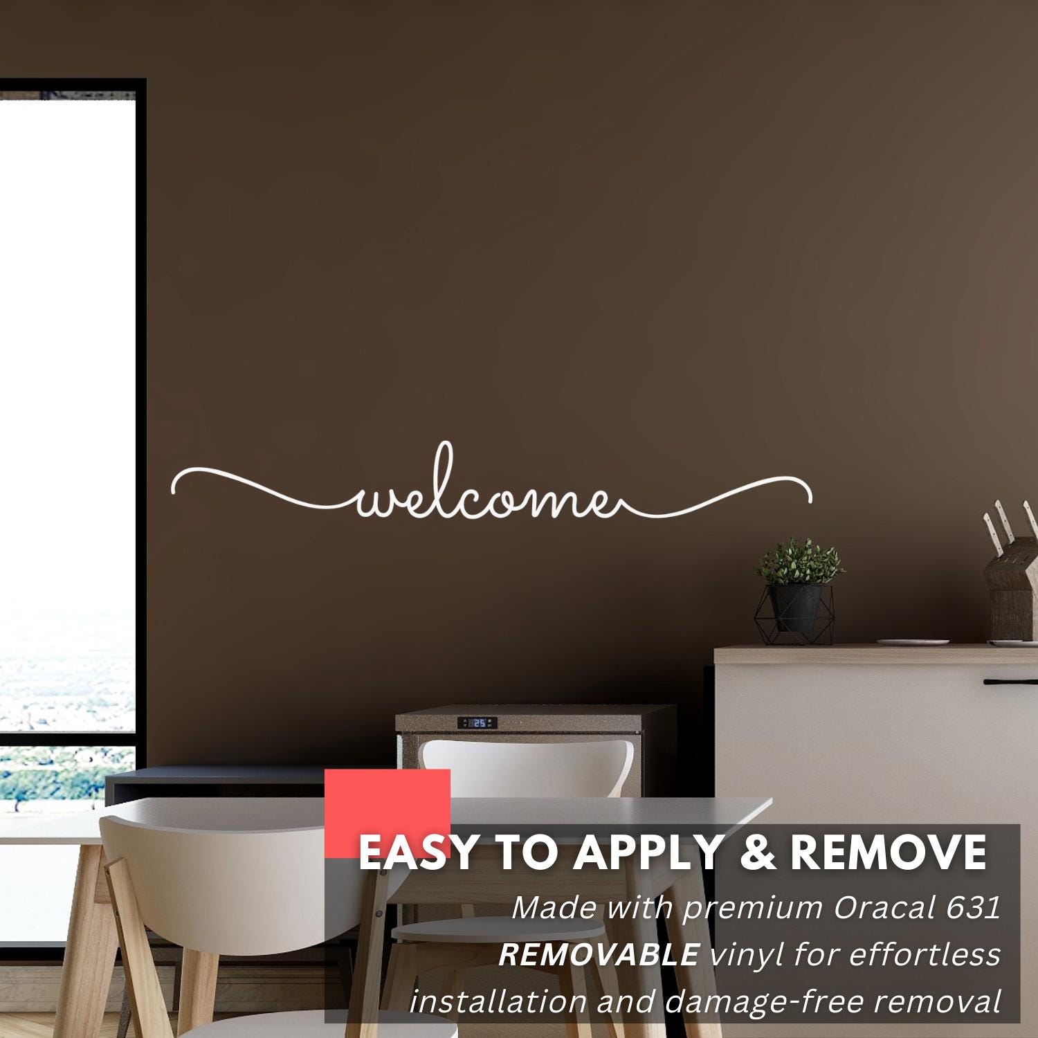 "Welcome Home" Wall Decal Sticker - Customizable Size & Color (25 Options), Removable Vinyl, For Door Hallway Living Room - View #4