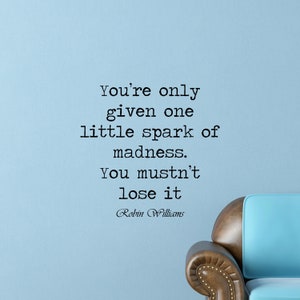 Robin Williams You&#39;re Only Given Inspirational Motivational Wall Decal Quote Art for Home Living Room Office Decor Decorations 18x17 Inches