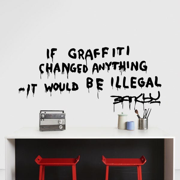 Banksy Graffiti Inspirational Motivational Wall Decal Quote Art for Home Living Room Office Decor Decorations 37x17 Inches