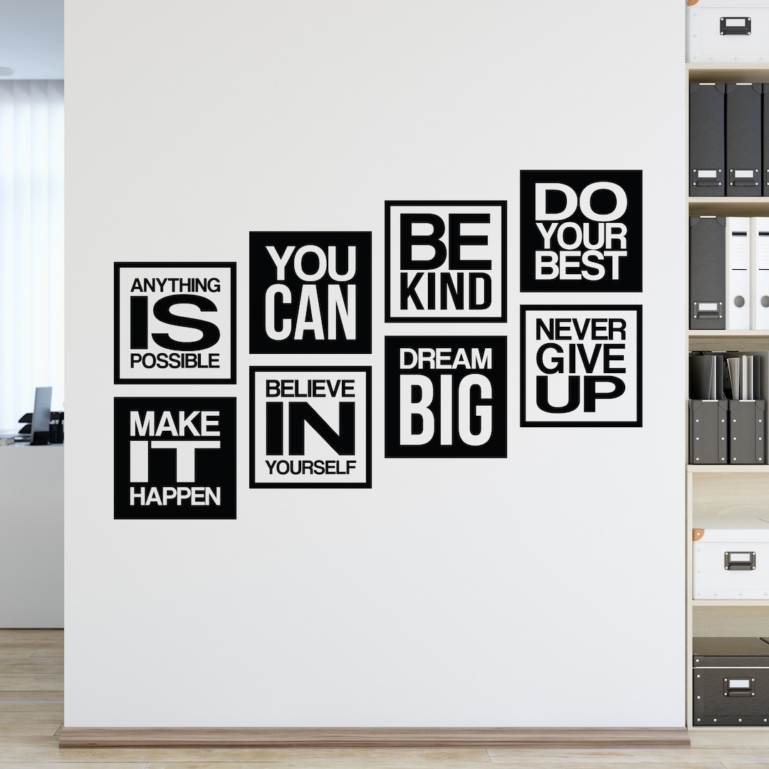 Set of 8 Motivational Wall Decal Quotes Inspirational Office Decor