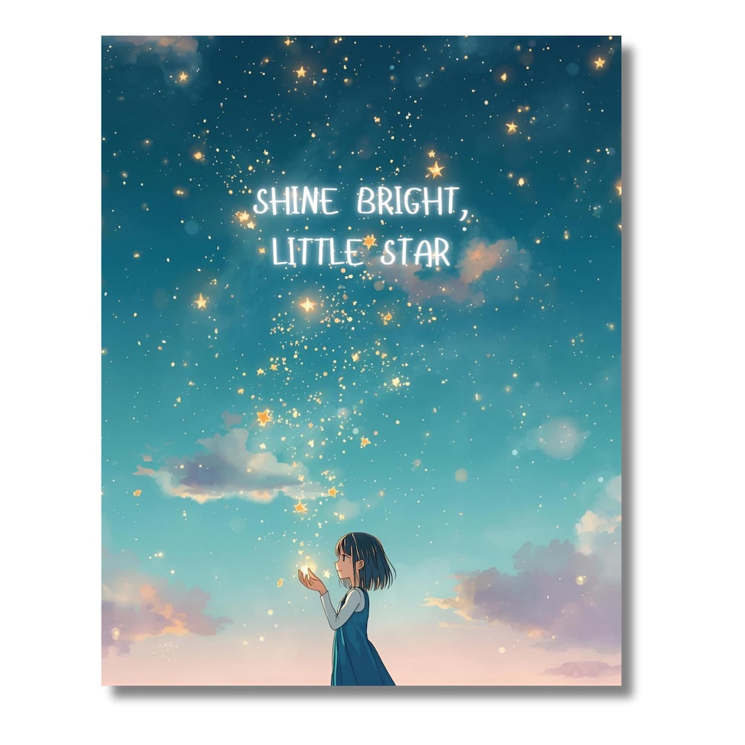 Shine Bright Little Star Watercolor Anime Girls Poster Set ...