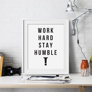 Work Hard Humble Inspirational Wall Art Motivational Quote Art Print Poster Encouragement Gift Dorm Positive Typography Room Office Decor