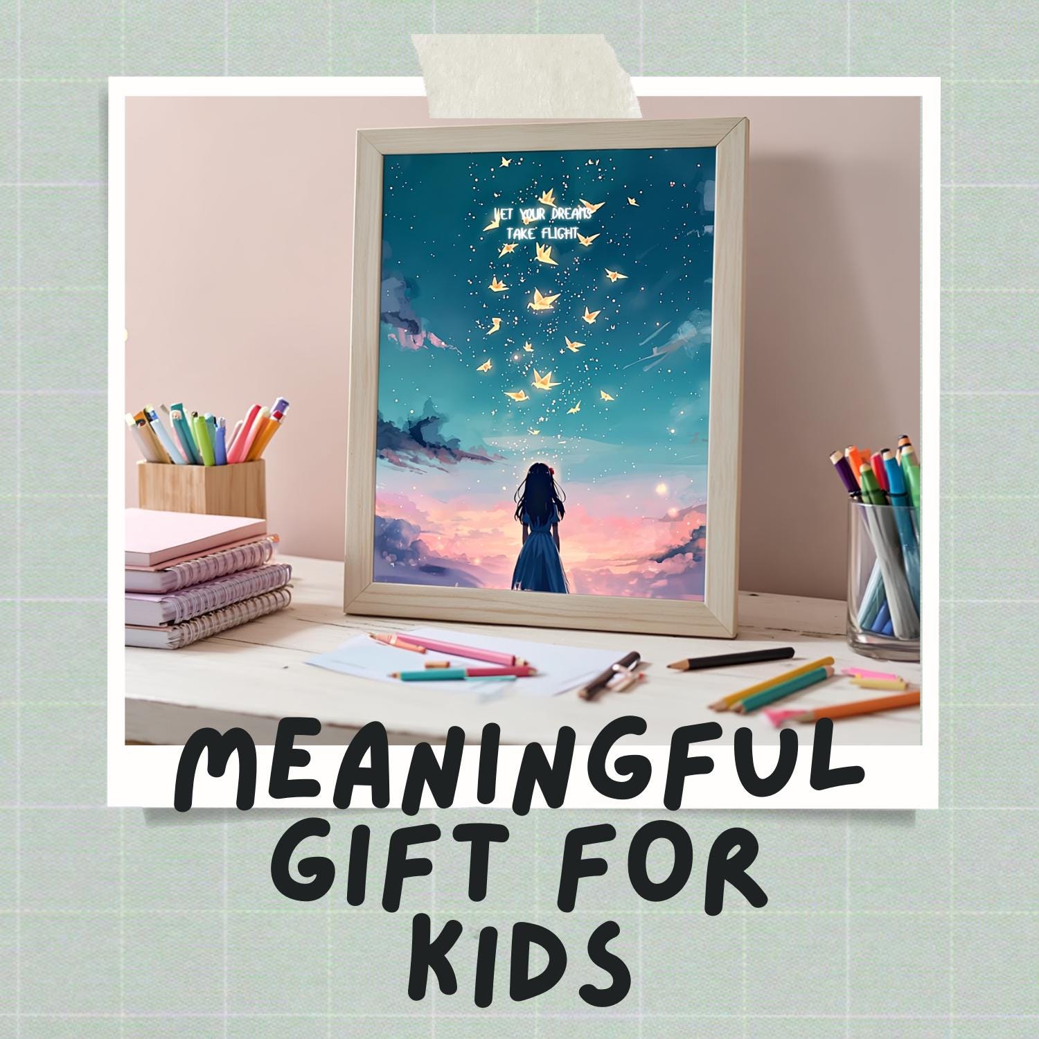 Let Your Dreams Take Flight Watercolor Anime Girls Poster Set ...