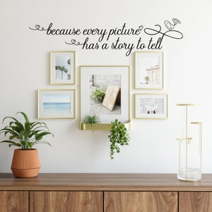 Because every picture, Family Wall Decal Picture Frame Quote Wall Decor Sticker, Family Memories Decal, Family Love and Memories Gallery