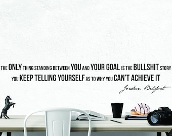 Adesivo de parede com citação de Jordan Belfort: Decoração inspiradora para escritório e academia
