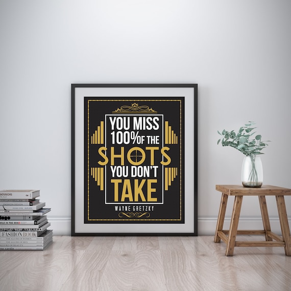 Wayne Gretzky Inspirational Wall Art Print Motivational Quote Poster Decor Gift