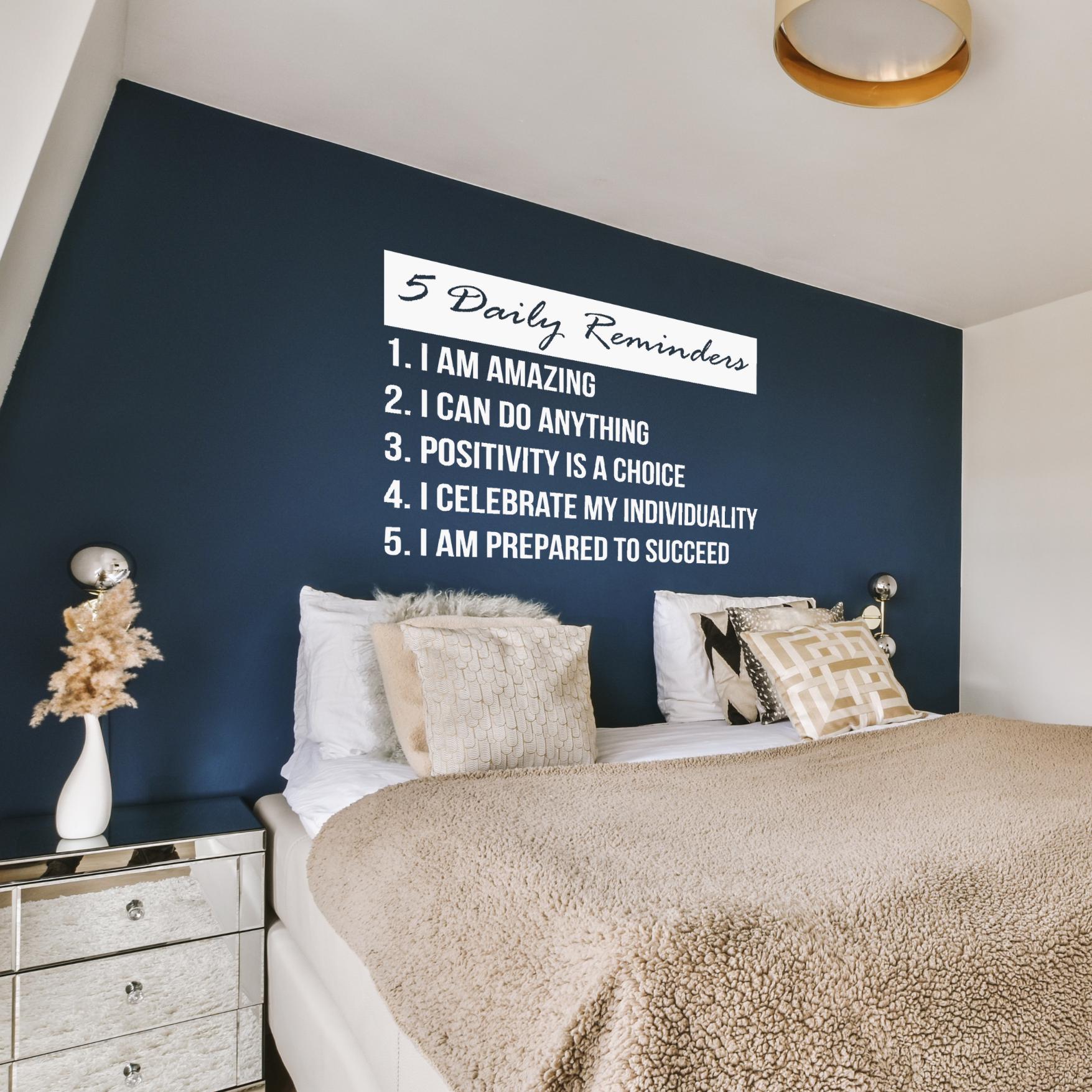 5 Daily Reminders Wall Decal - Inspirational and Motivational Quote ...