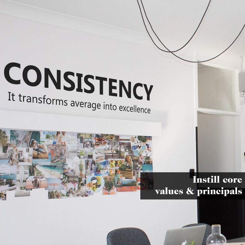 Consitency Collage Matte Black Vinyl Wall Art – Consistency Quote for Office, Gym ...