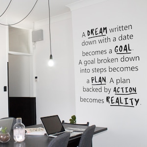 A Dream Written Motivational and Inspirational Office Wall Decal Sticker Vinyl Quotes for Business Teamwork Words and Saying Positive Decor