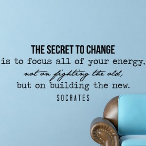 Socrates The Secret Inspirational Motivational Wall Decal Quote Art for Home Living Room Office Decor Decorations 43x16 Inches