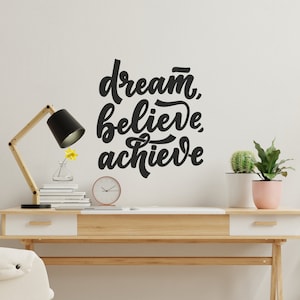 Dream Believe Achieve Inspirational Wall Decal Motivational Quote Positive Words and Sayings Sticker Decor Art Removable Decorations