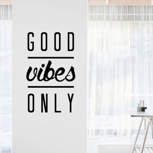 Good Vibes Only Inspirational Motivational Wall Decal Quote Art for Home Living Room Office Decor Decorations 16x26 in.