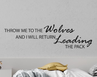 Adesivo de parede motivacional com lobos: Arte com citação inspiradora