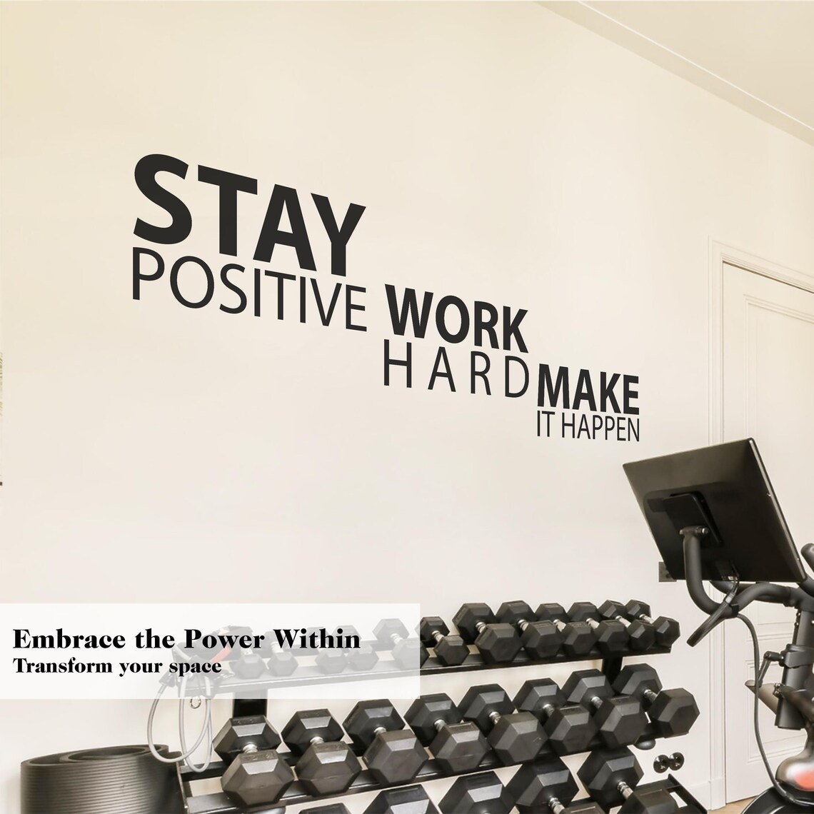 Motivational Wall Decal – Stay Positive Work Hard Make It Happen Vinyl ...