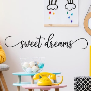 Sweet Dreams Wall Decal - Inspirational Quote Sticker for Bedroom, Nursery, or Home Decor
